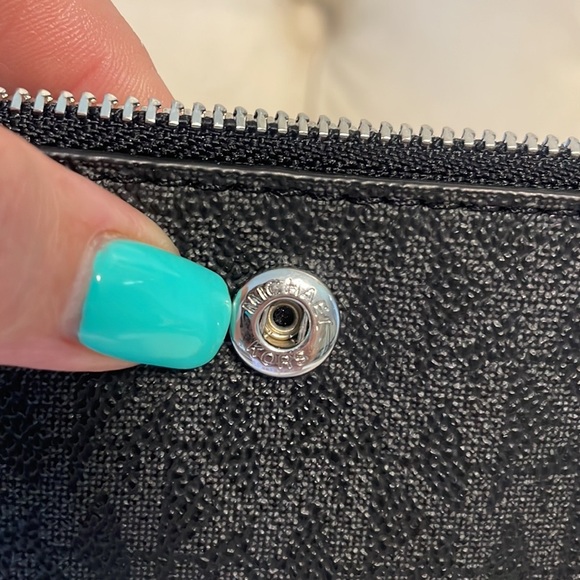 NWT MICHAEL KORS Jet Set Travel collection double zip wristlet wallet blk gray - Picture 10 of 17